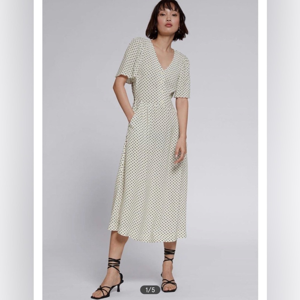 & Other Stories Black and White Polka Dot Midi Dress